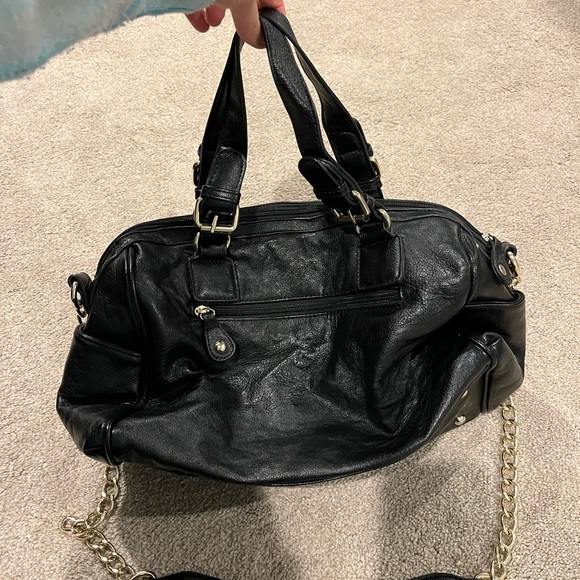 Quilted Black Shoulder Purse with Gold Detailing - Picture 3 of 4